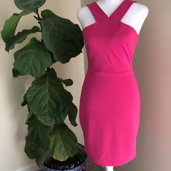 hot pink ribbed dress